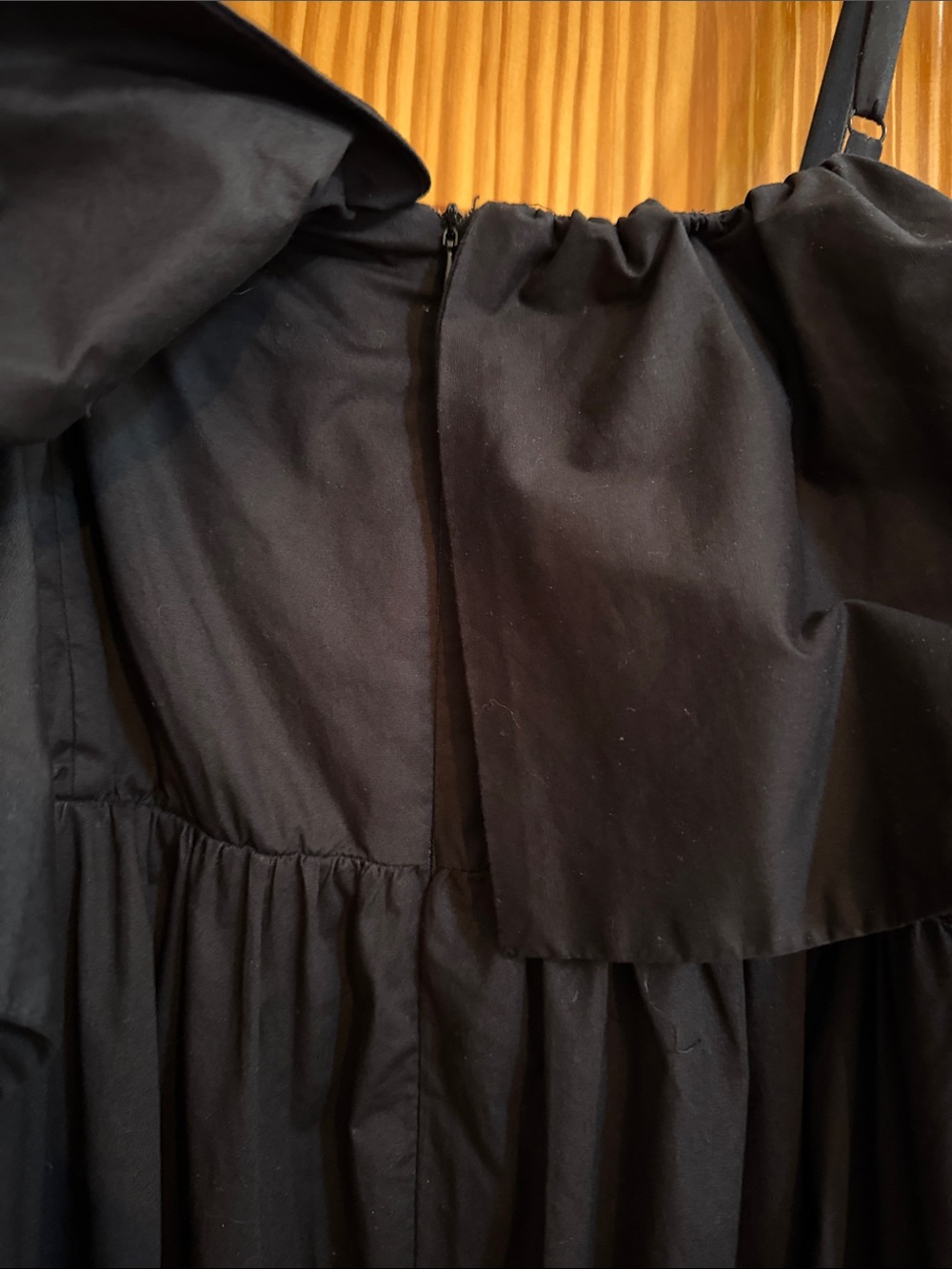 Eloquii Black Off-Shoulder Ruffle Tiered Mini Dress with Straps - Picture 2 of 2